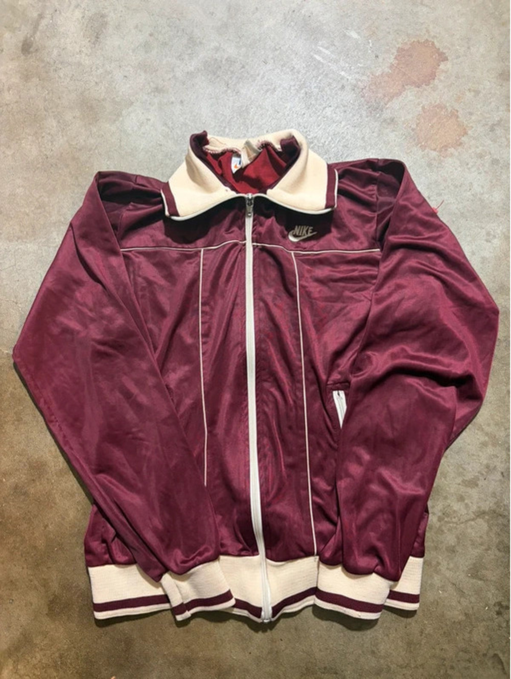 Vintage nike sportswear red track jacket with cream lining made in USA